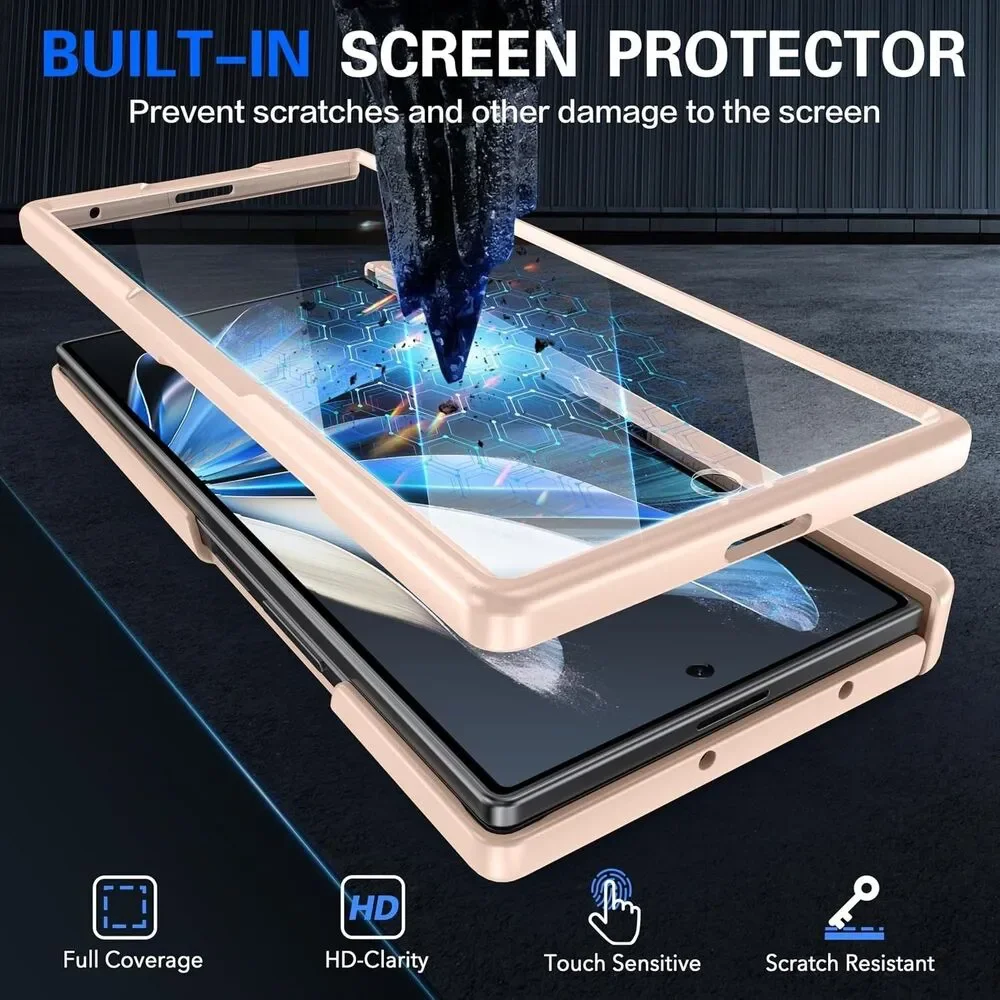 Samsung Galaxy Z Fold 7 MagSafe Case Screen Protector Hinge Kickstand Gold